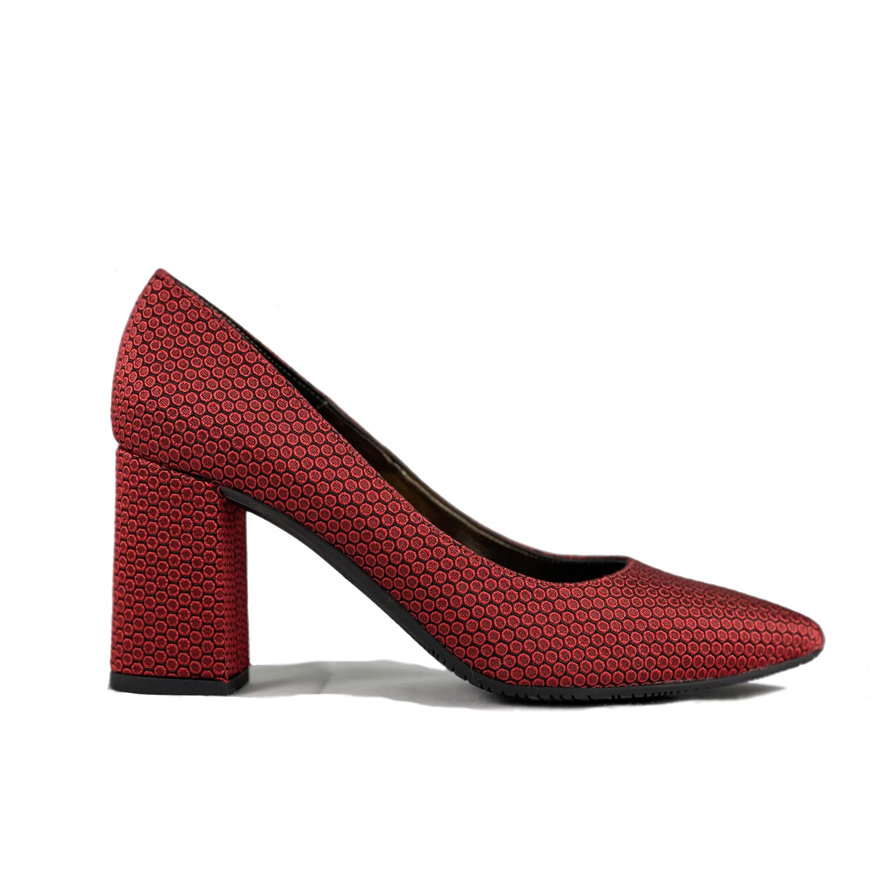 'Tanya 2'  vegan red-patterned high heel by Zette Shoes