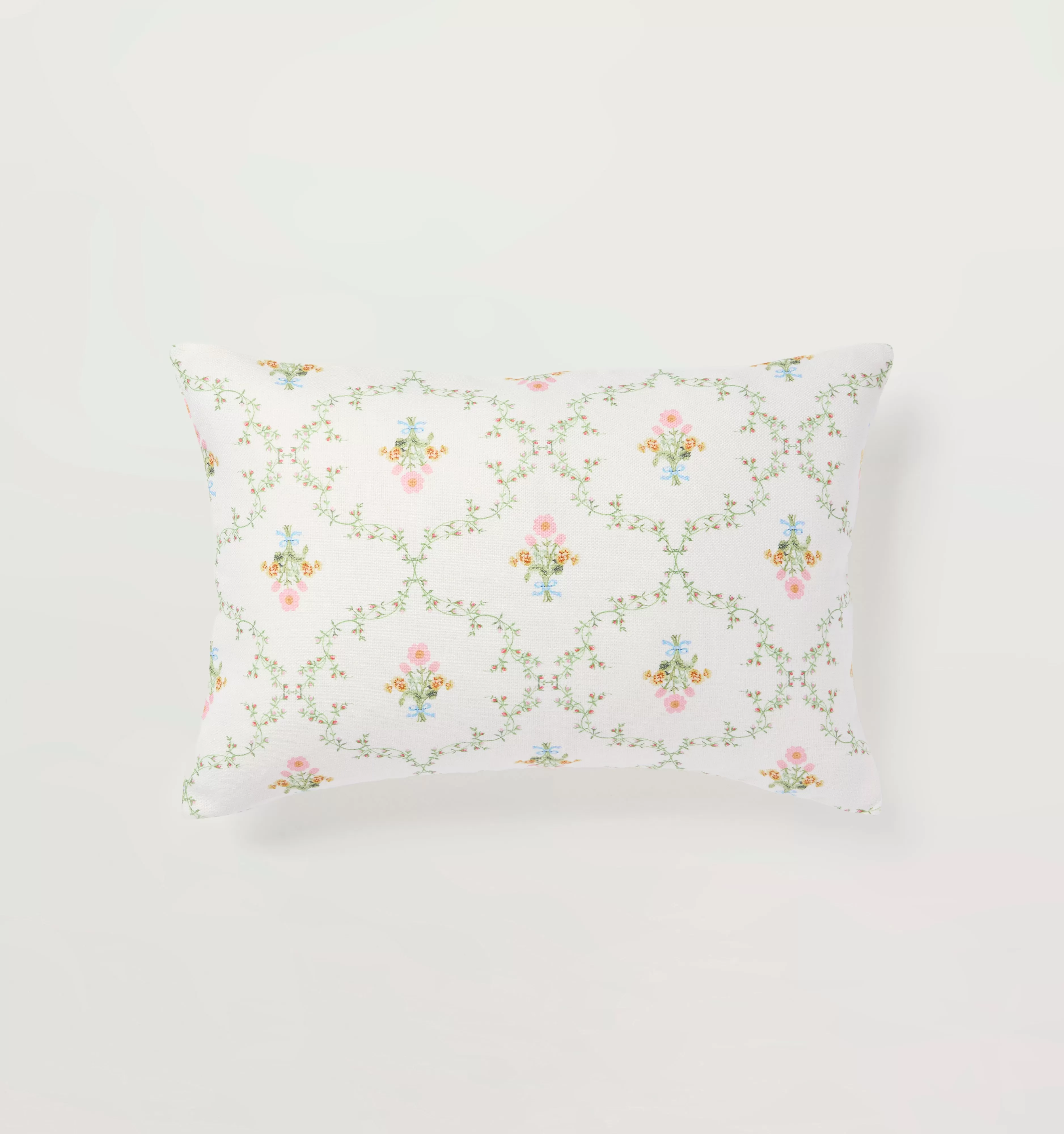 The Perry Lumbar Throw Pillow - Pastel Trellis