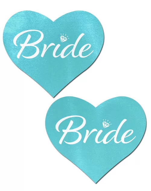 Tiffany Blue 'Bride' Heart Nipple Pasties by Pastease