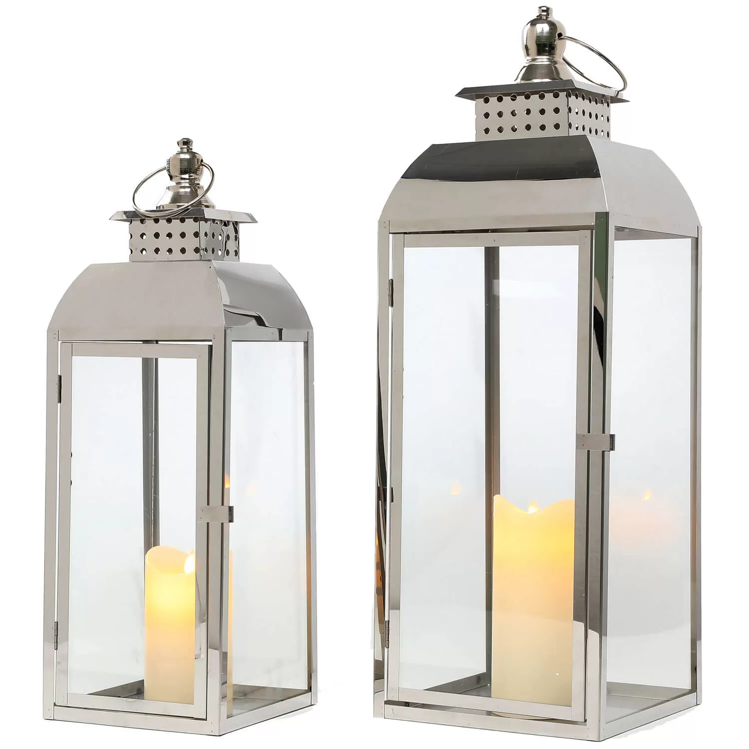 Tiffany Set of 2 Chrome Lanterns