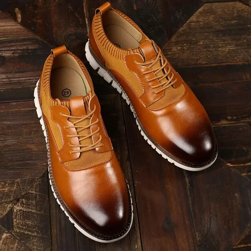 TJ419 Men's Brogue Leather Casual Shoes: Fashionable, Comfortable, and Formal