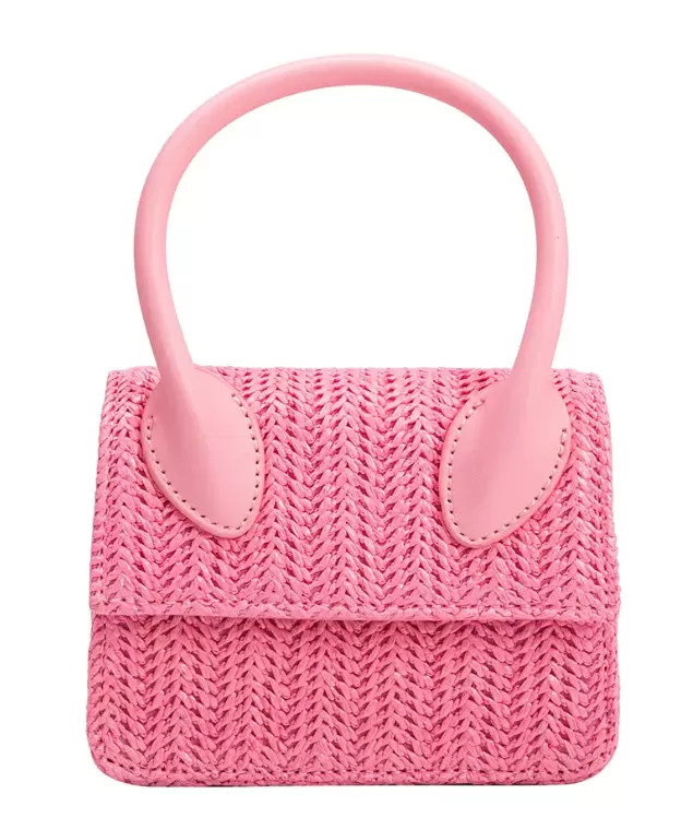 Tyla Straw Crossbody Bag - Pink