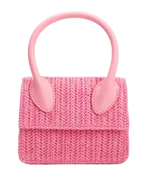 Tyla Straw Crossbody Bag - Pink