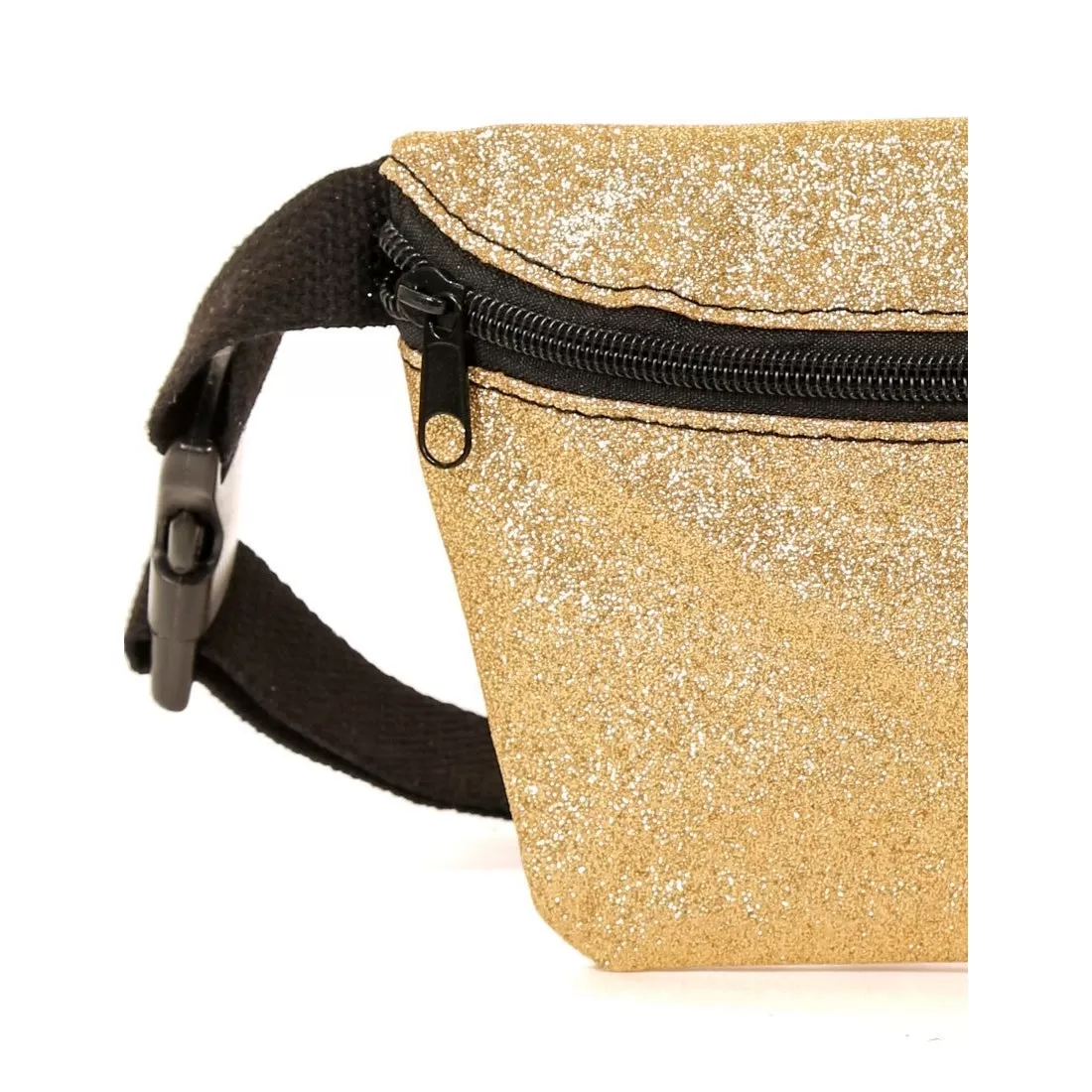 Ultra-Slim Low-Profile DAZZLER Gold Glitter Fannypack