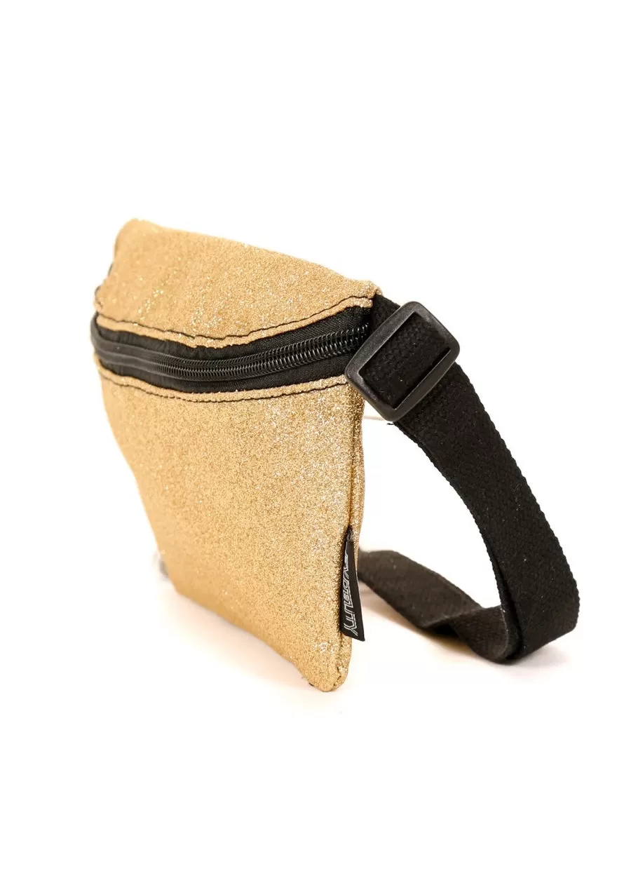 Ultra-Slim Low-Profile DAZZLER Gold Glitter Fannypack