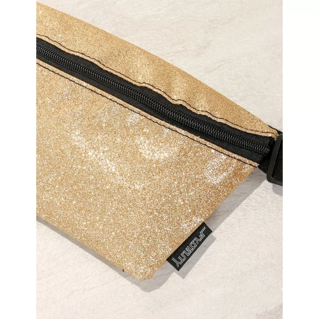 Ultra-Slim Low-Profile DAZZLER Gold Glitter Fannypack