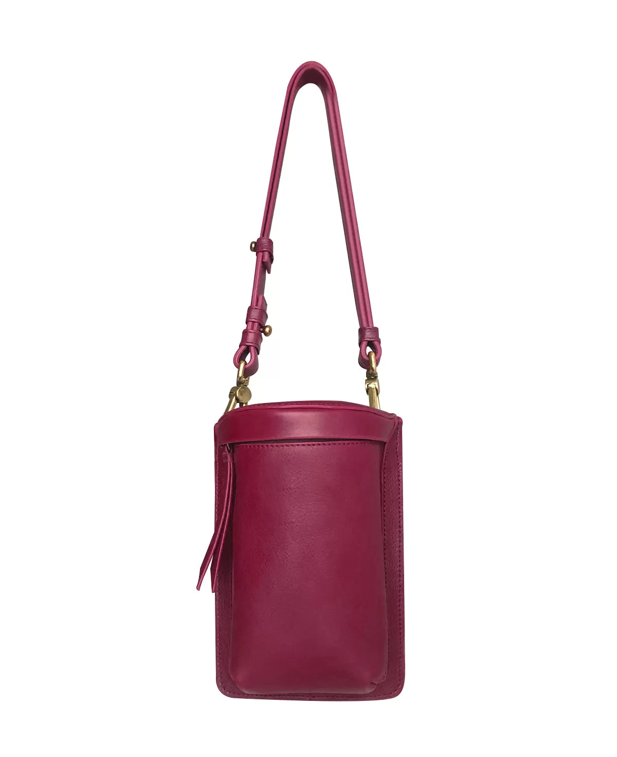 Uma Magenta Leather Crossbody Bag