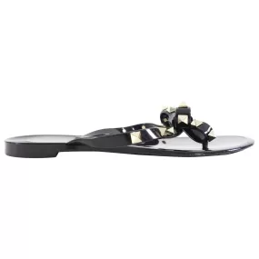 Valentino Black Jelly Bow Rock Stud Flip Flops - 36