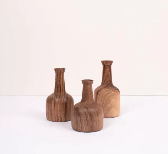 Walnut Wood Mini Vases - Stevie