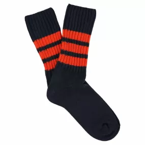 Women Stripes Crew Socks - Blue / Orange