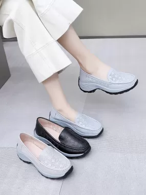 Women Summer Casual Leather Cutout Platform Shoes SC1039