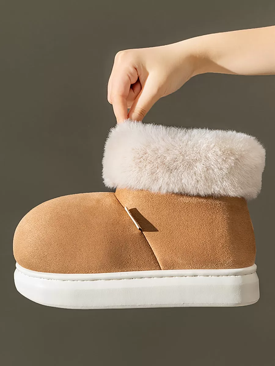 Women Winter Plush Spliced Solid Warm Shoes