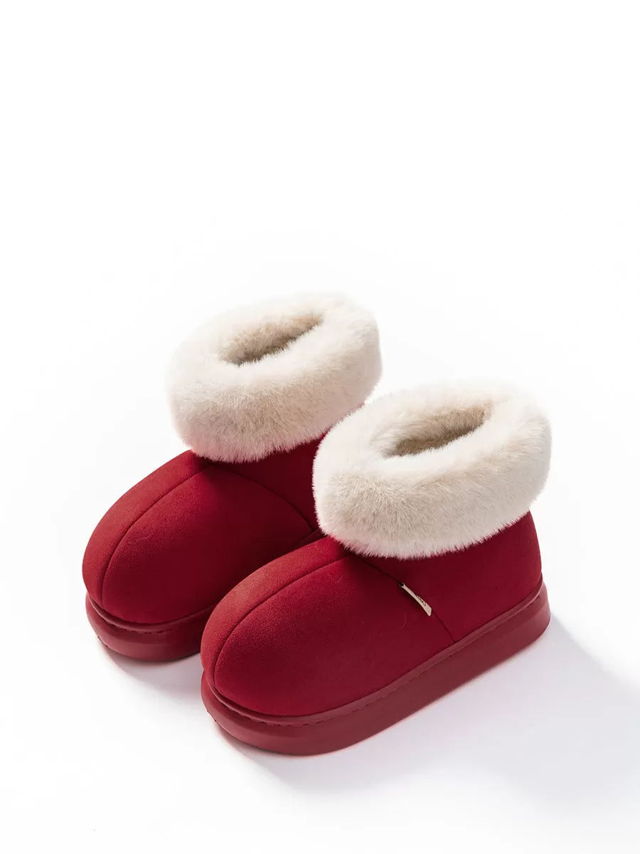 Women Winter Plush Spliced Solid Warm Shoes