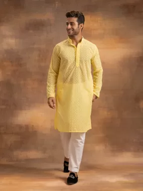 Yellow Mens Kurta & Pyjama