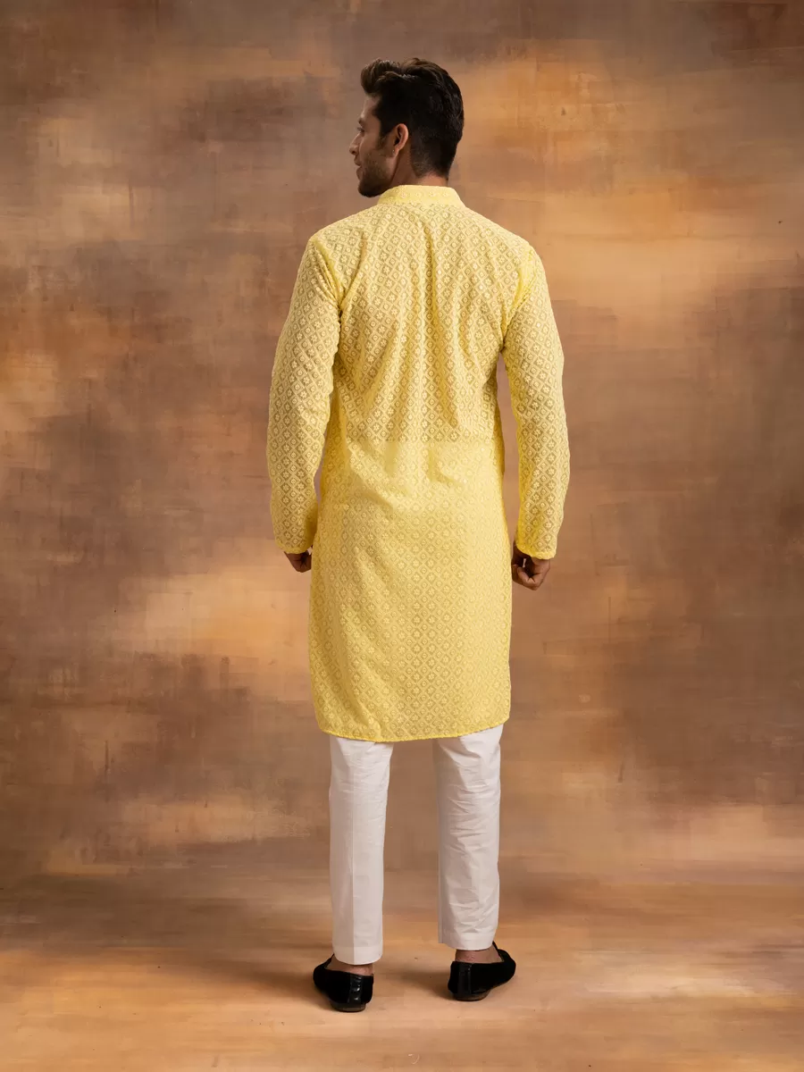 Yellow Mens Kurta & Pyjama