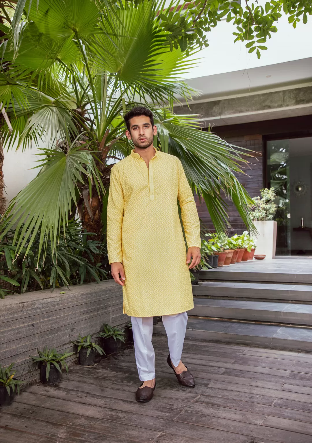 Yellow Mens Kurta & Pyjama